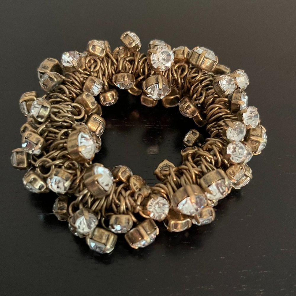 J. Crew Chunky Gold Toned and Crystal Bracelet - Hard to Find!